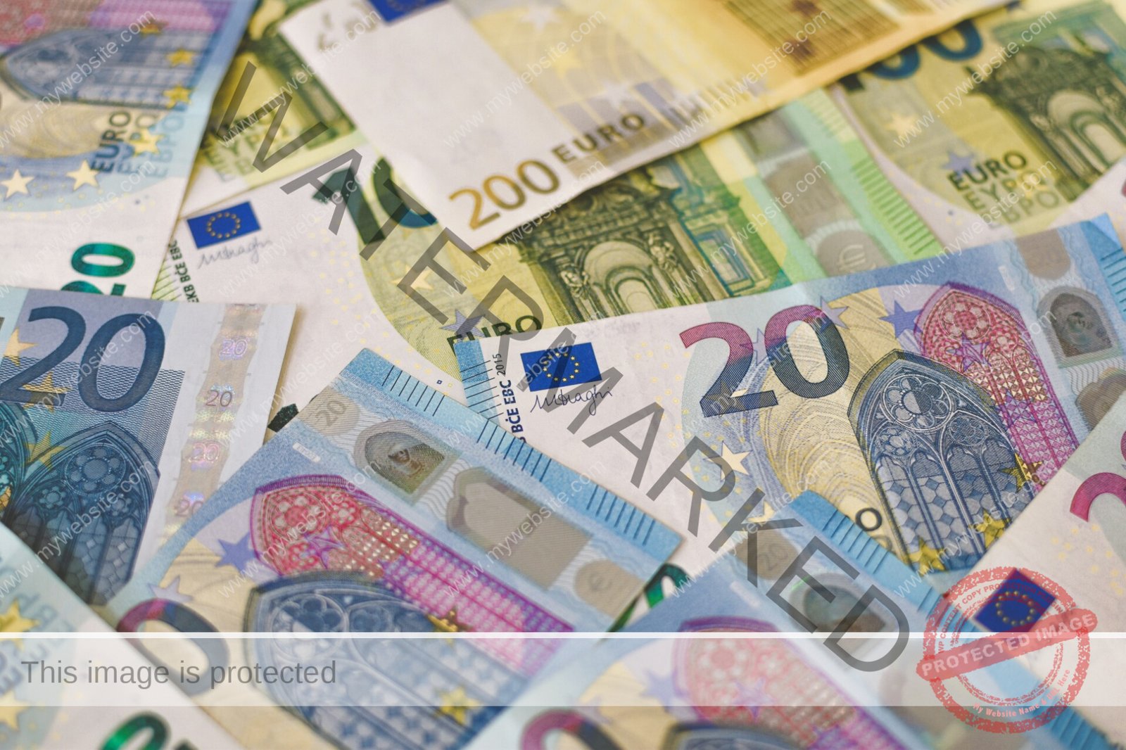 20 euro bill on white and blue textile